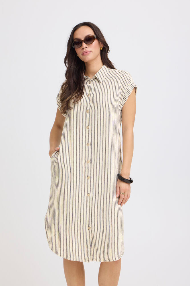 B.Young - BYFALAKKA SS Shirt Dress - Rainy Day Stripe