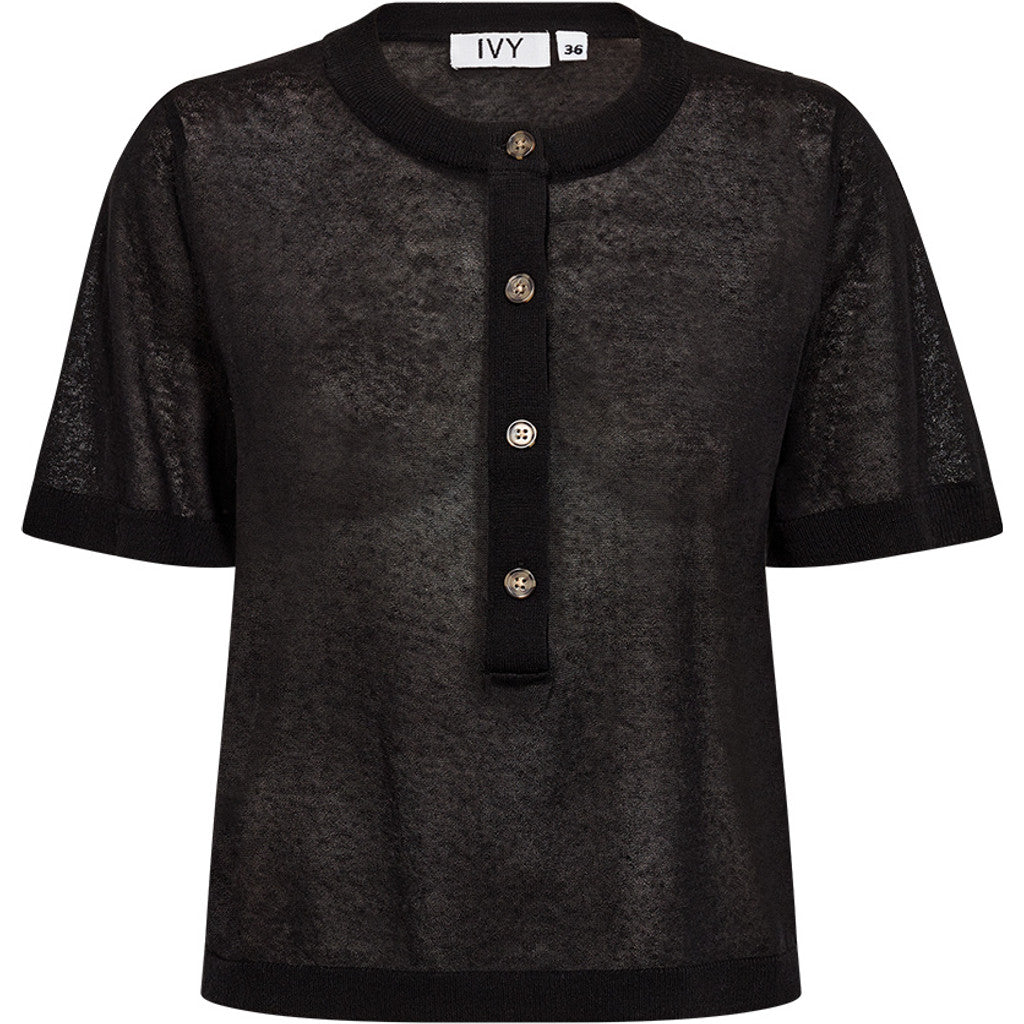 IVY-Ava Placket Knit - Sort