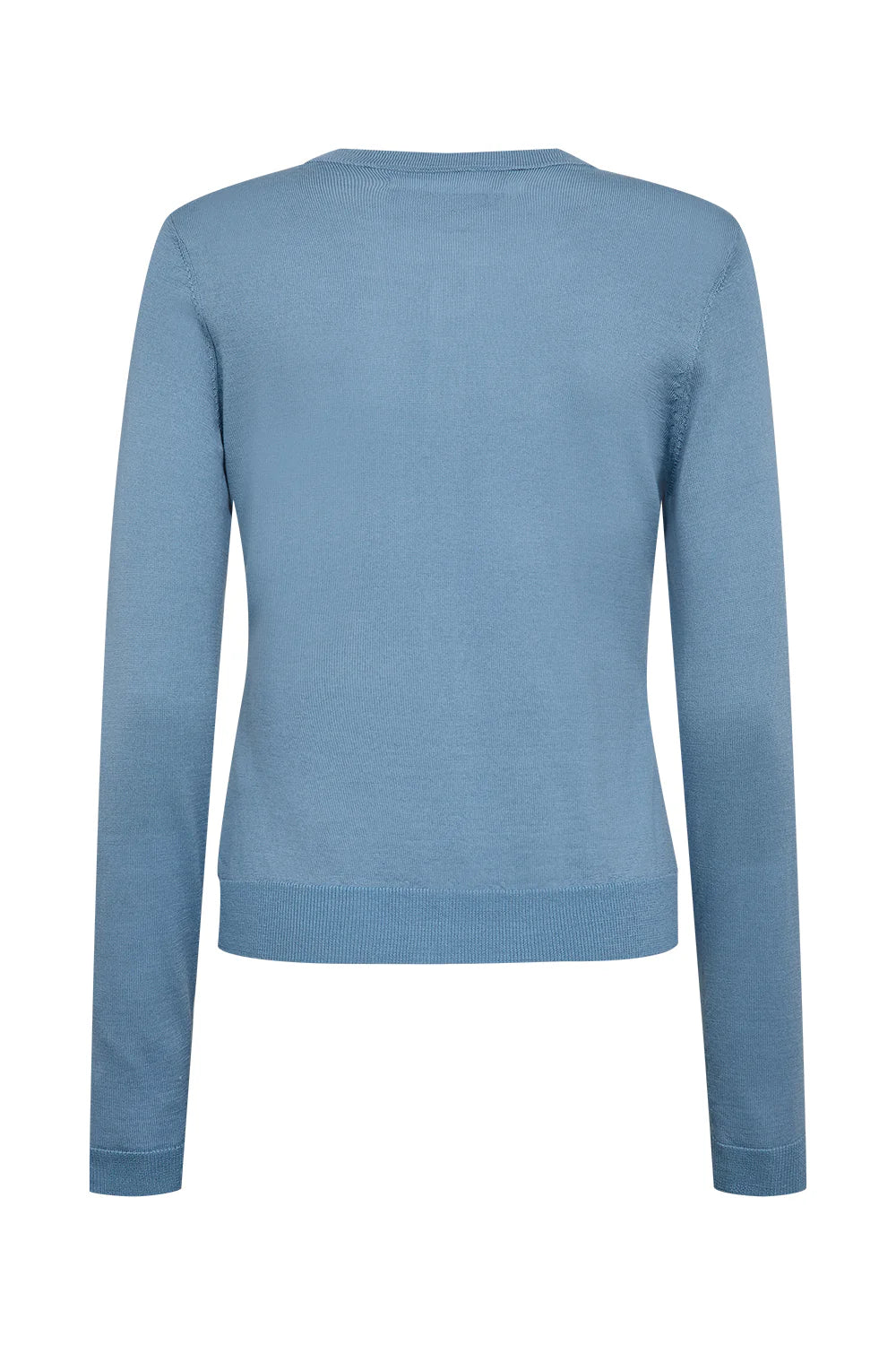 IVY-Essex Langærmet Cardigan med O-hals - Stålblå