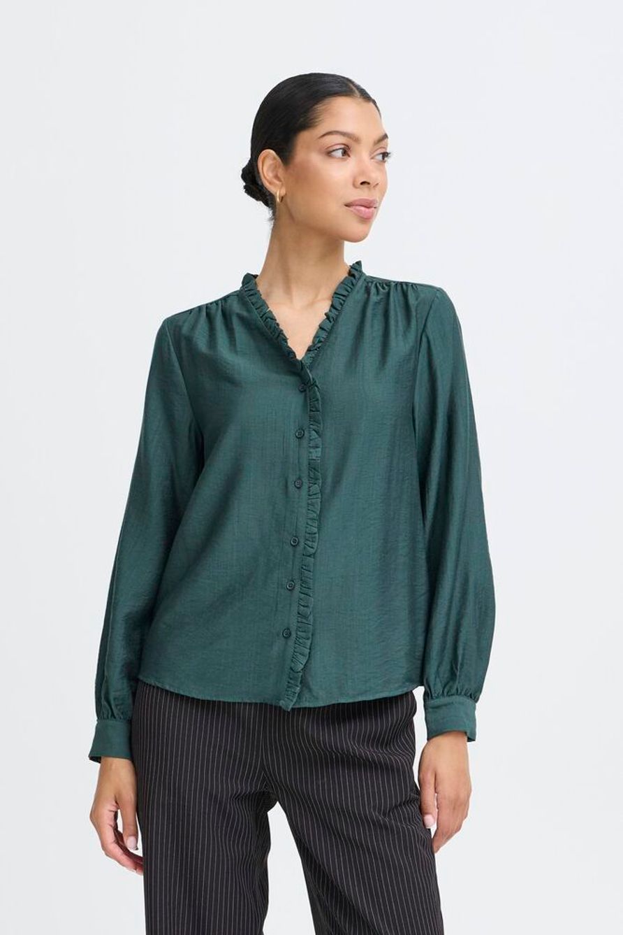 BYXIKAIA FRILL SHIRT - Jungle Green