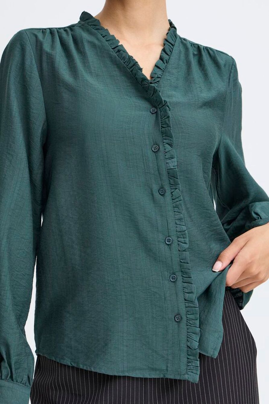 BYXIKAIA FRILL SHIRT - Jungle Green