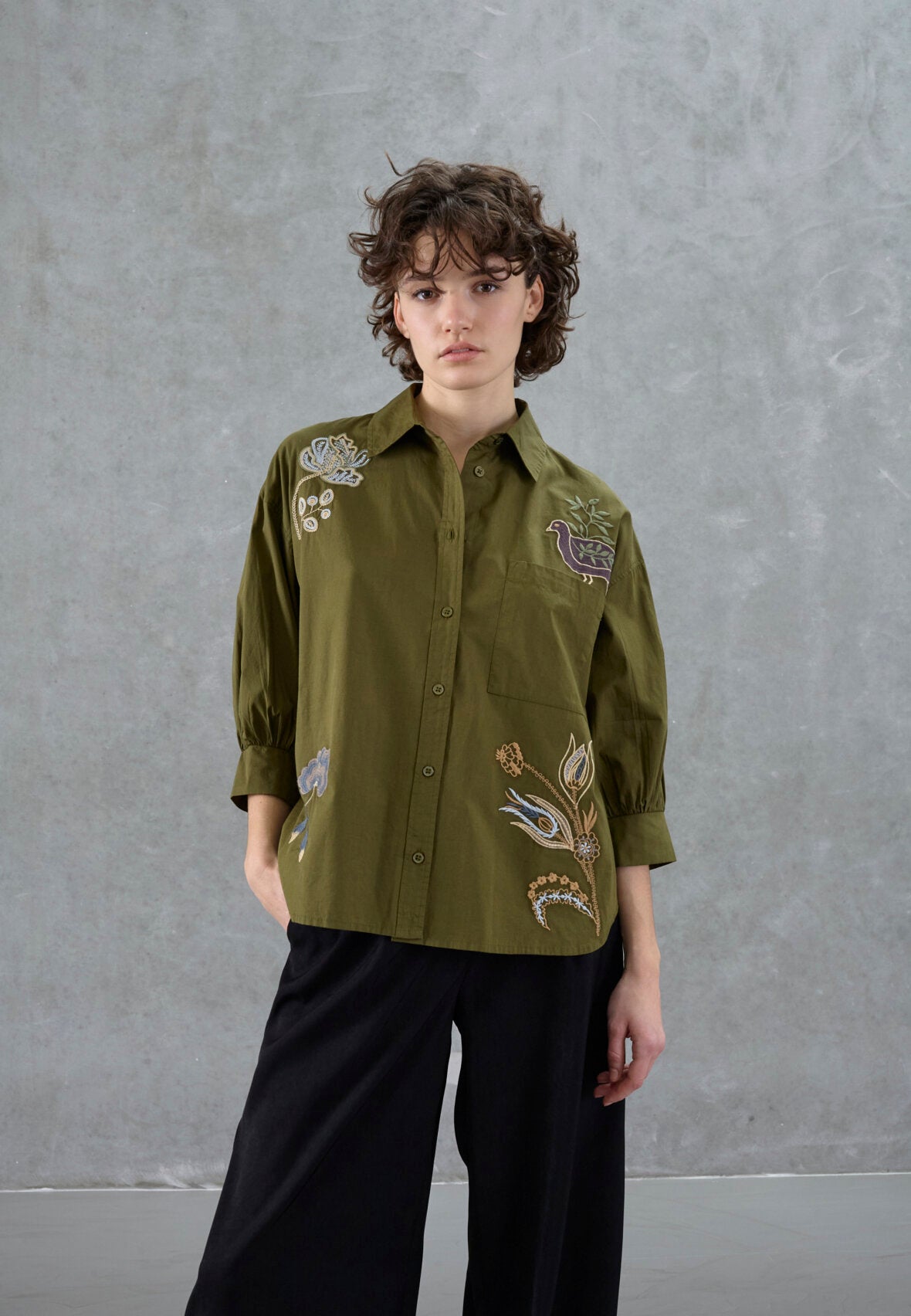Love & Divine - Love1614-4 Shirt - Dark Olive/Emb.