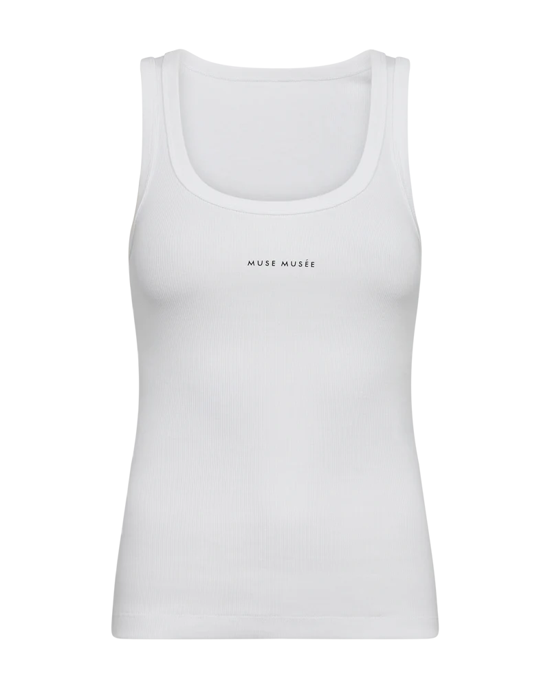 CMSIV - RIBSTRIKKET TOP I HVID